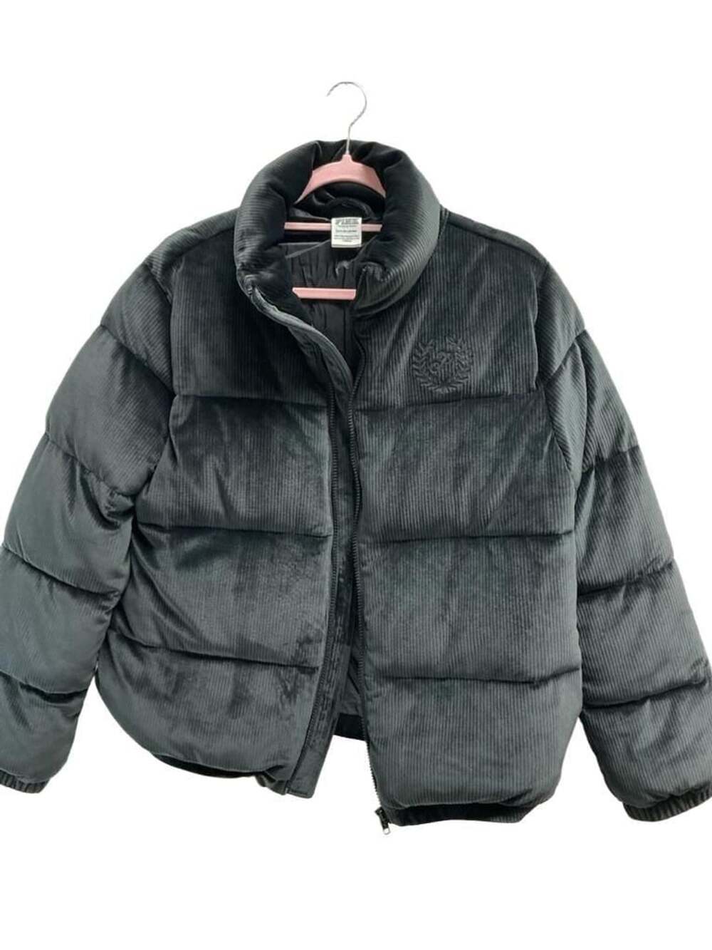 Victoria's Secret PINK Rib Velour Crop Puffer Jacket